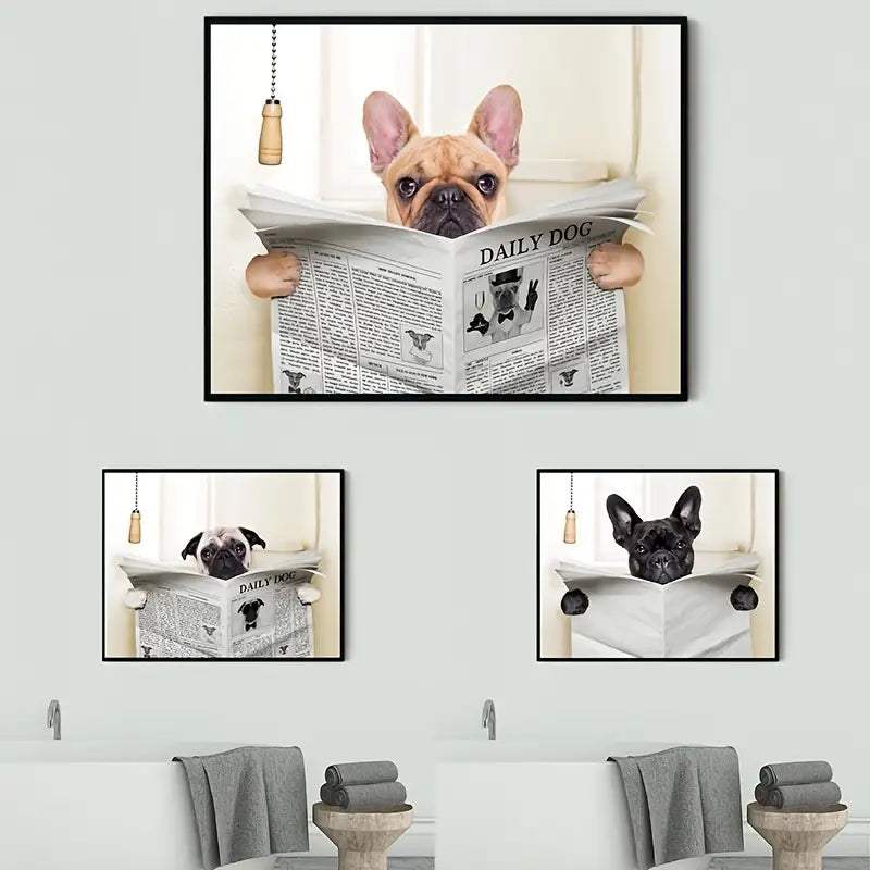 Whimsical Dog Newspaper Wall Art