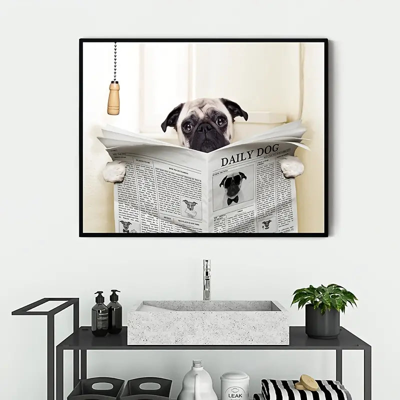 Whimsical Dog Newspaper Wall Art